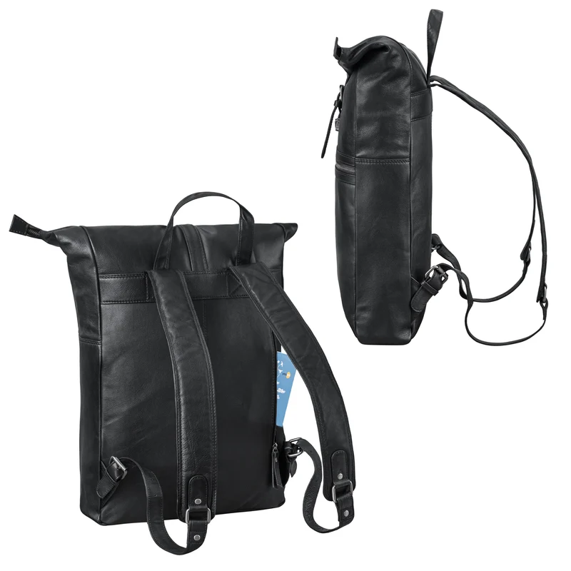 "Tacoma" Leder Rolltop Rucksack Damen Herren für 17 Zoll Laptop