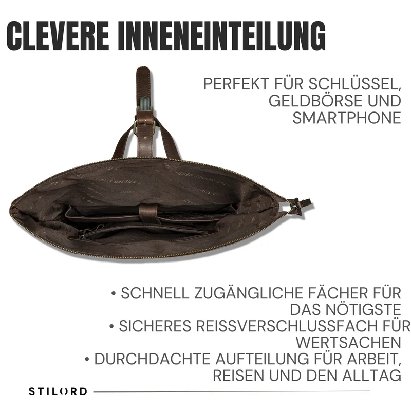 "Tacoma" Leder Rolltop Rucksack Damen Herren für 17 Zoll Laptop