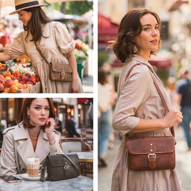 "Belle" Elegante Umhängetasche Damen klein Leder Abendtasche