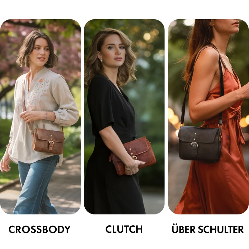 "Belle" Elegante Umhängetasche Damen klein Leder Abendtasche