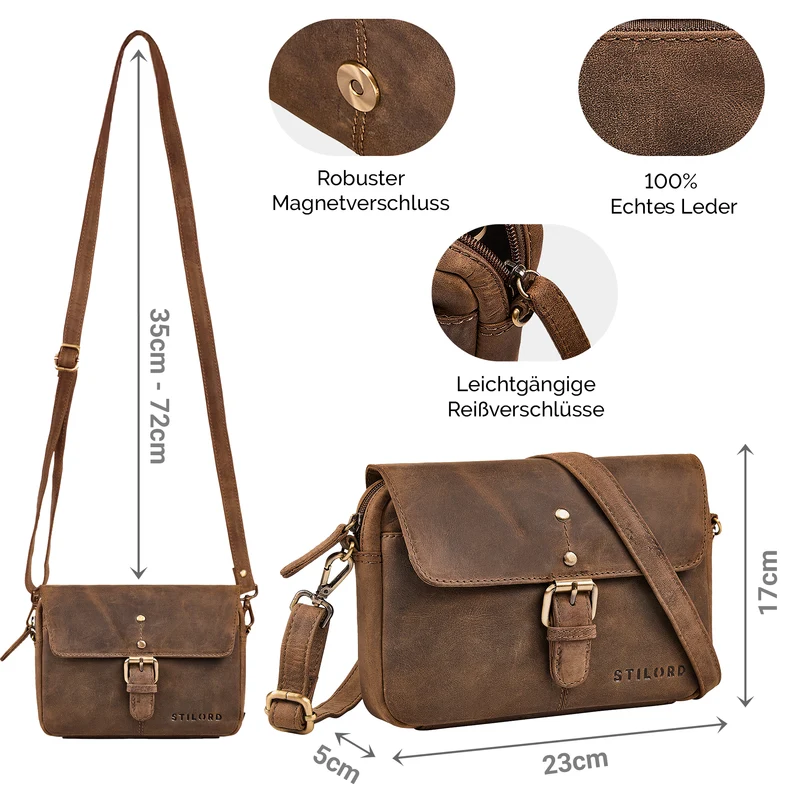 "Belle" Elegante Umhängetasche Damen klein Leder Abendtasche
