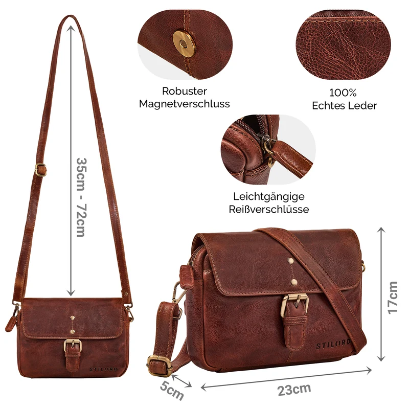 "Belle" Elegante Umhängetasche Damen klein Leder Abendtasche