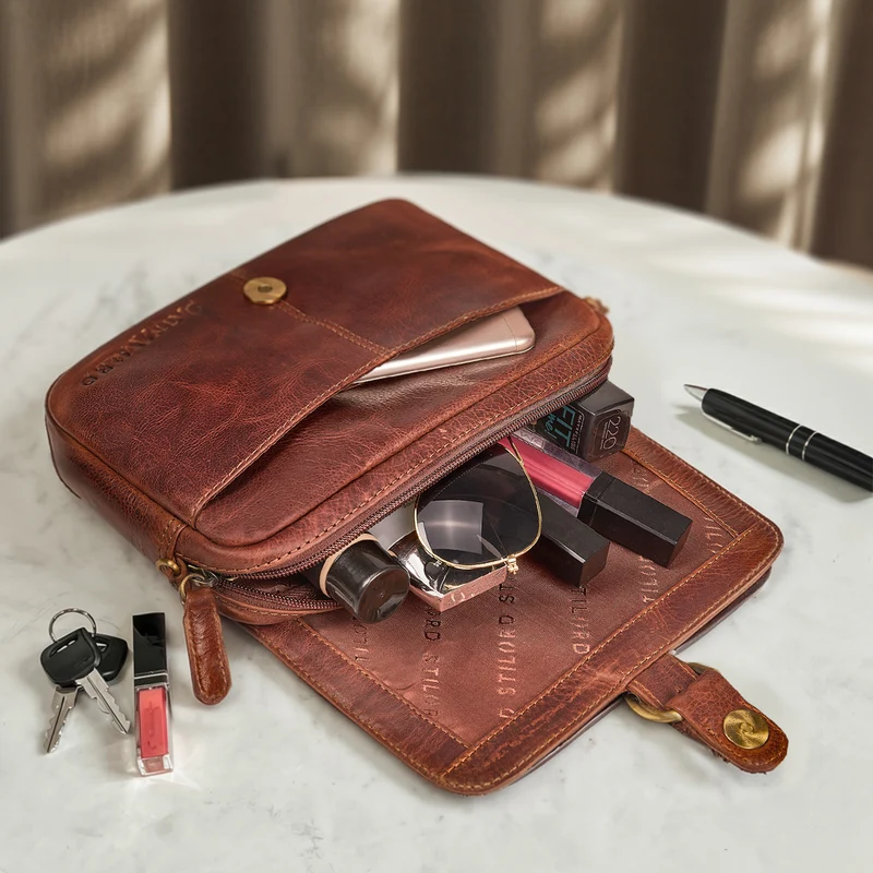 "Belle" Elegante Umhängetasche Damen klein Leder Abendtasche
