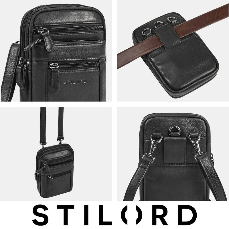 "Tamo" 4-in-1 Herren Echtleder Umhänge, Gürtel, Karabiner, Brusttasche