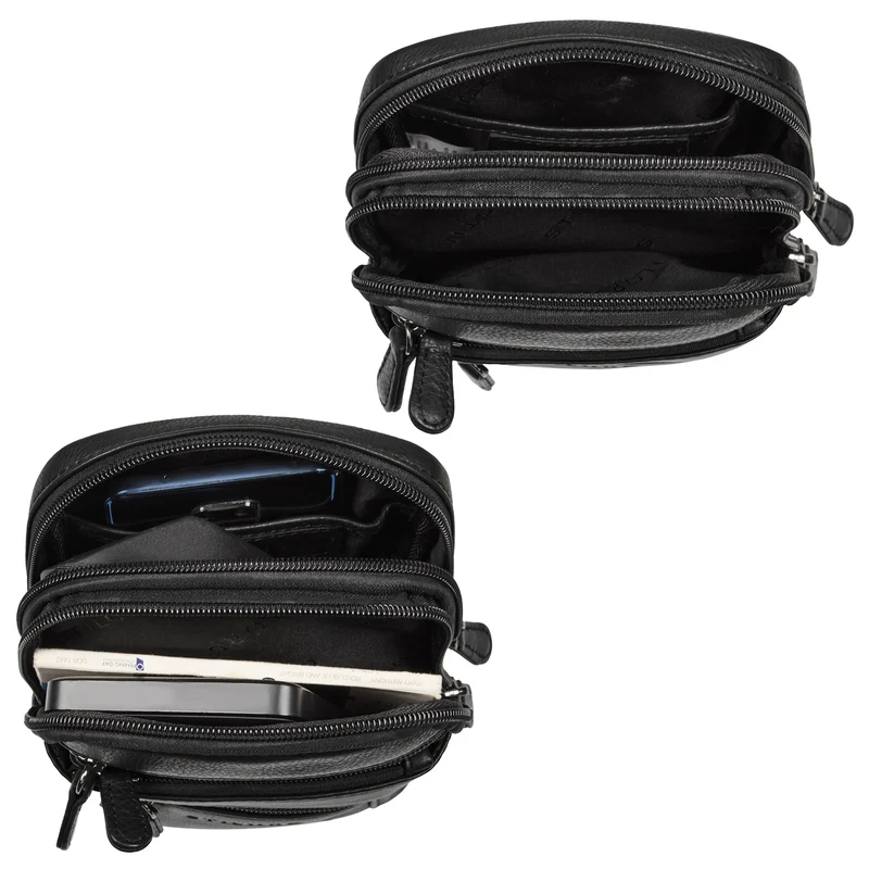 "Tamo" 4-in-1 Herren Echtleder Umhänge, Gürtel, Karabiner, Brusttasche