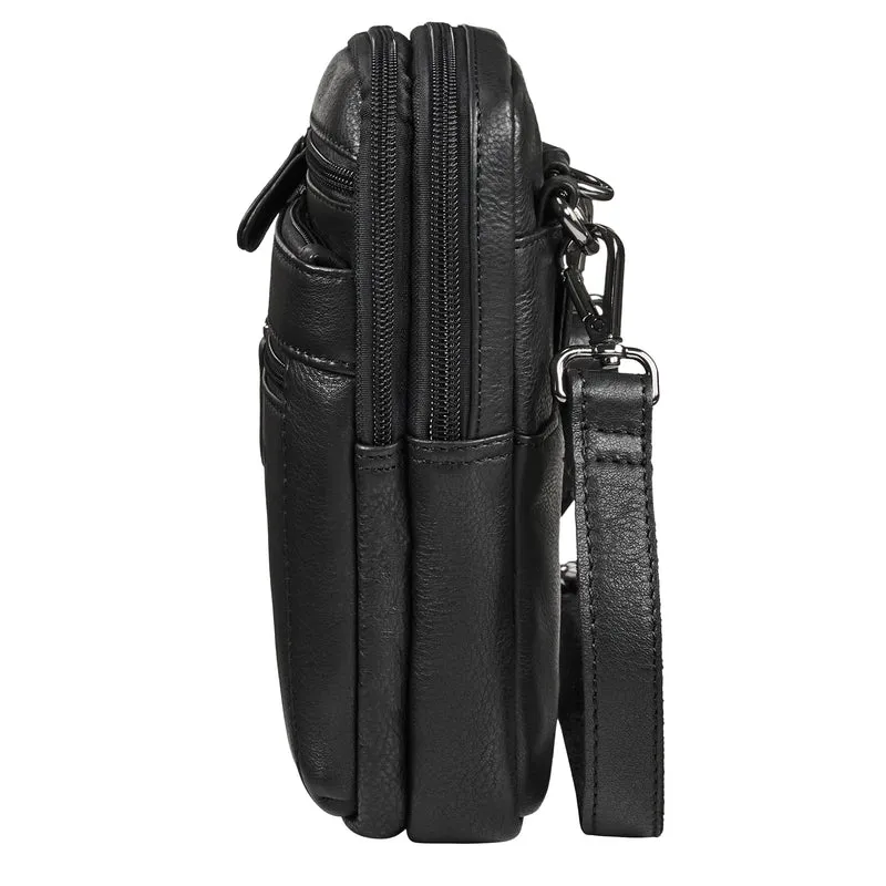 "Tamo" 4-in-1 Herren Echtleder Umhänge, Gürtel, Karabiner, Brusttasche