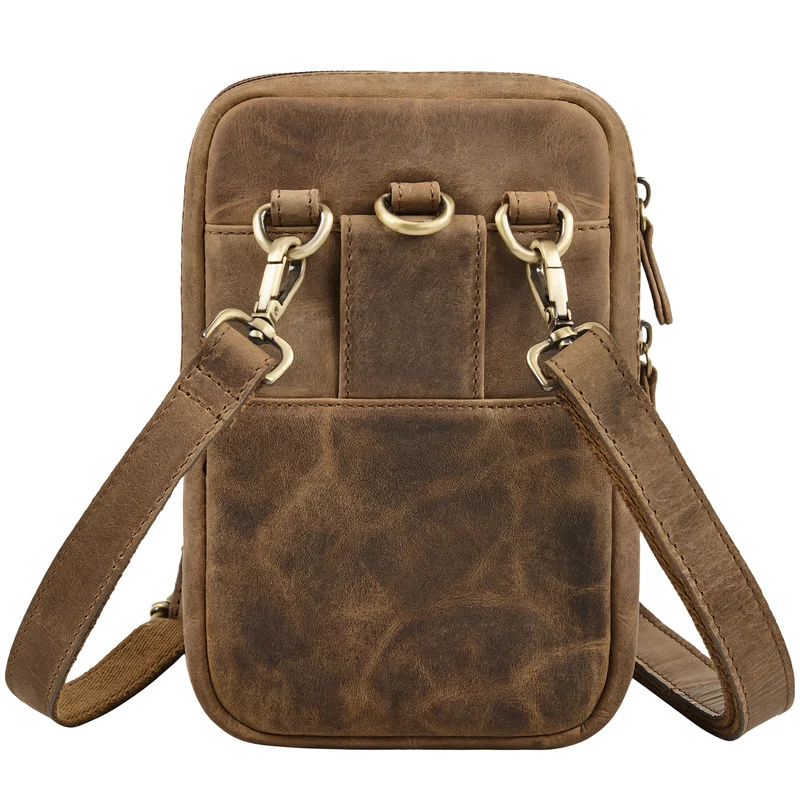 "Tamo" 4-in-1 Herren Echtleder Umhänge, Gürtel, Karabiner, Brusttasche