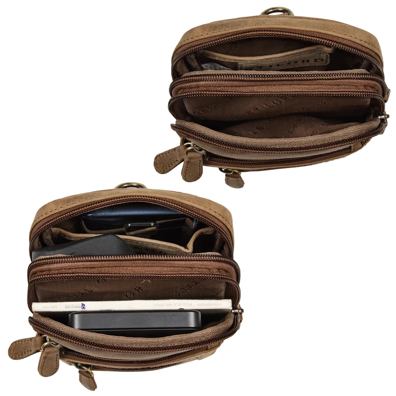 "Tamo" 4-in-1 Herren Echtleder Umhänge, Gürtel, Karabiner, Brusttasche