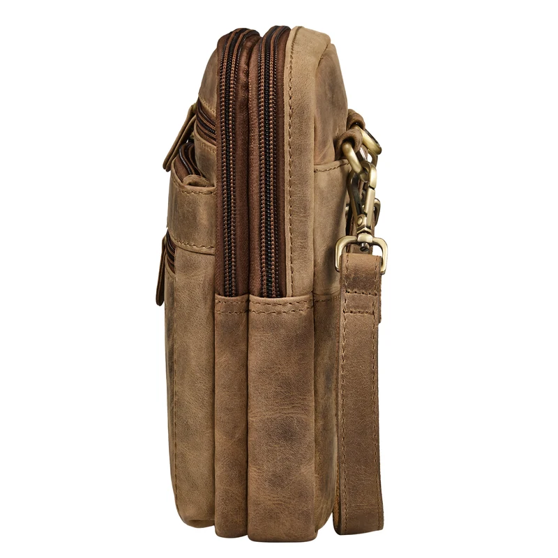 "Tamo" 4-in-1 Herren Echtleder Umhänge, Gürtel, Karabiner, Brusttasche
