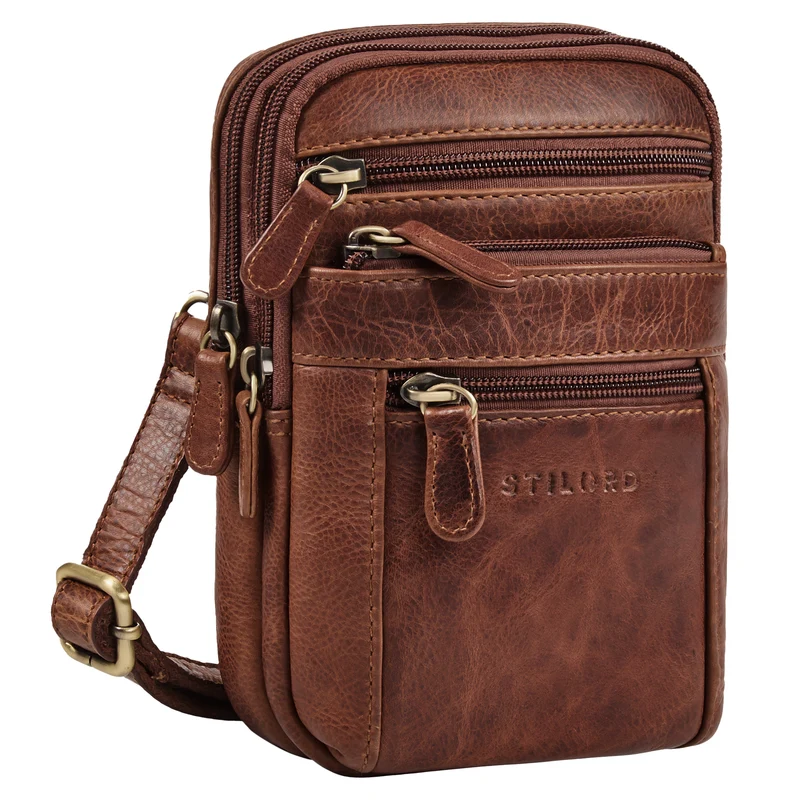 "Tamo" 4-in-1 Herren Echtleder Umhänge, Gürtel, Karabiner, Brusttasche