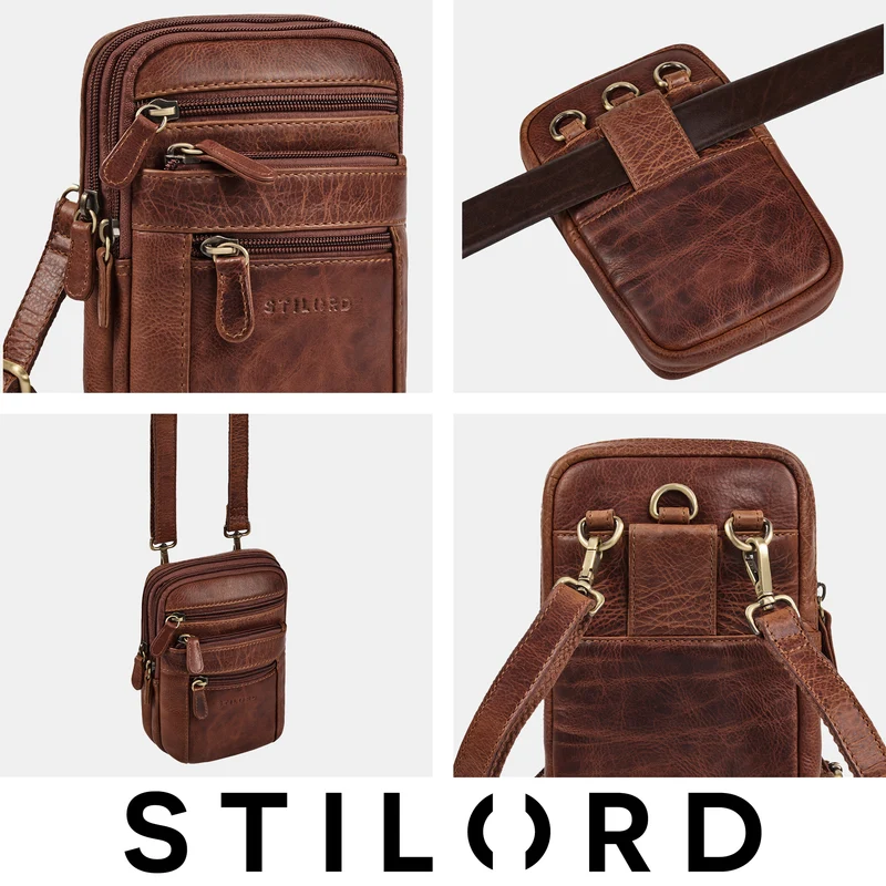 "Tamo" 4-in-1 Herren Echtleder Umhänge, Gürtel, Karabiner, Brusttasche