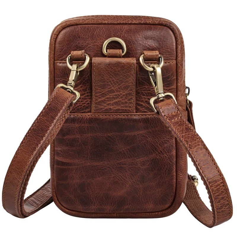 "Tamo" 4-in-1 Herren Echtleder Umhänge, Gürtel, Karabiner, Brusttasche
