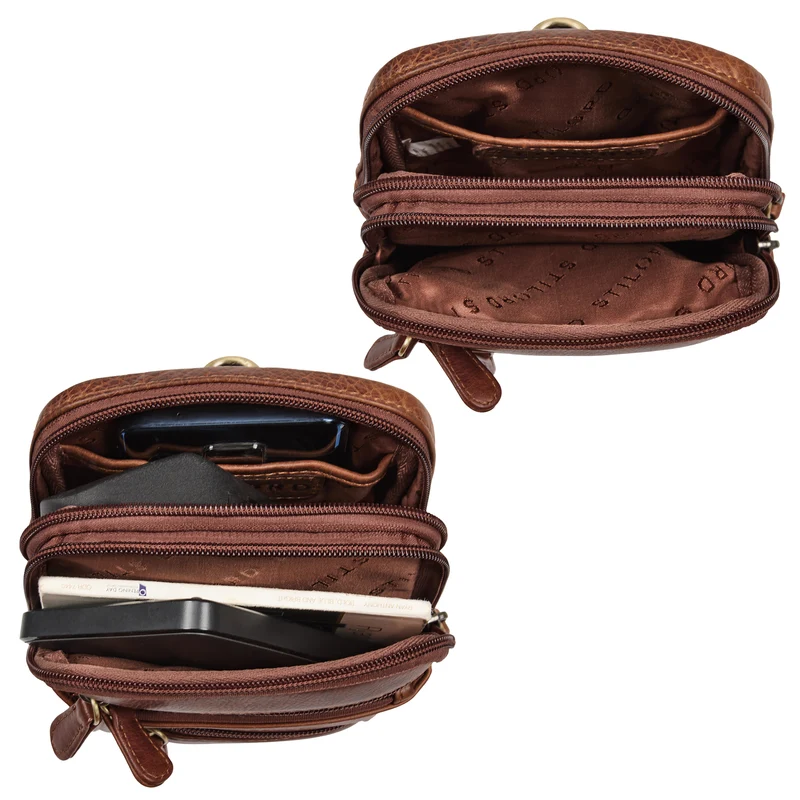 "Tamo" 4-in-1 Herren Echtleder Umhänge, Gürtel, Karabiner, Brusttasche