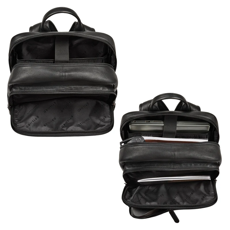 “Astoria” Stilvoller Business Lederrucksack Vintage mit 17 Zoll Laptop-Fach Uni Rucksack Reiserucksack Herren