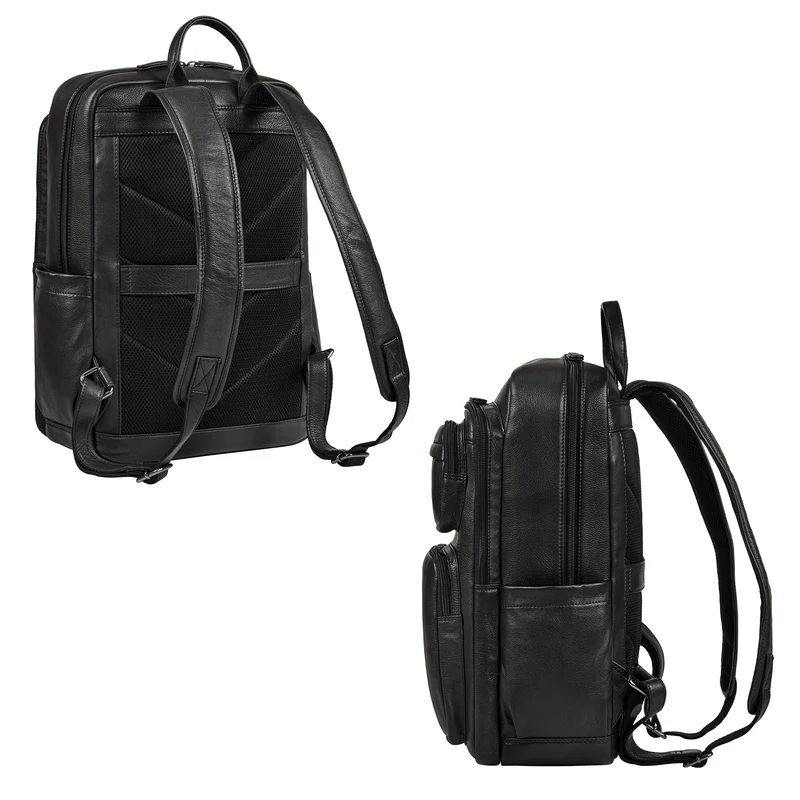 “Astoria” Stilvoller Business Lederrucksack Vintage mit 17 Zoll Laptop-Fach Uni Rucksack Reiserucksack Herren