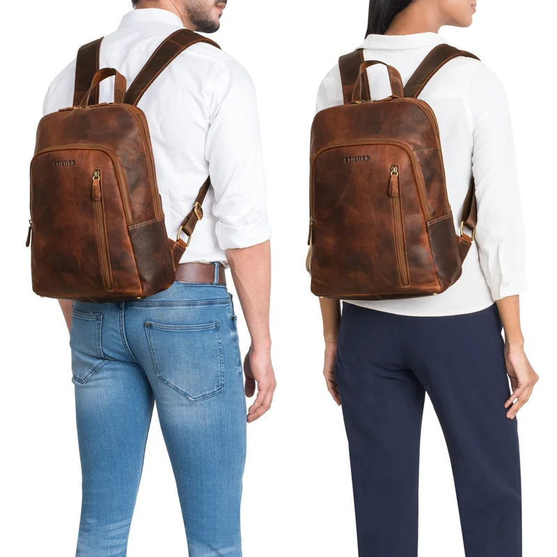"Taron" Echt Lederrucksack mit Laptop-Fach 13.3 Zoll für Damen Herren