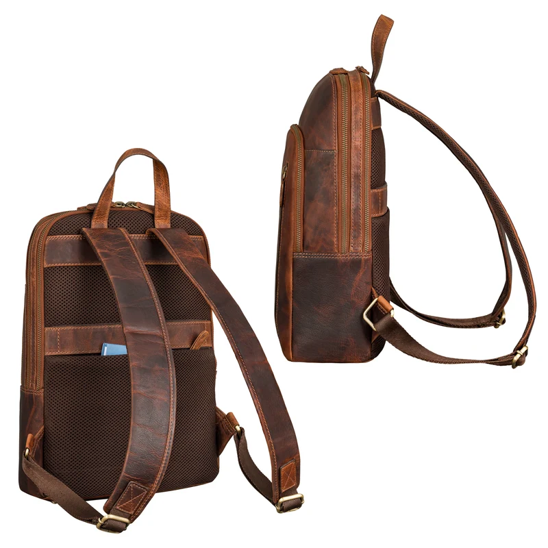 "Taron" Echt Lederrucksack mit Laptop-Fach 13.3 Zoll für Damen Herren