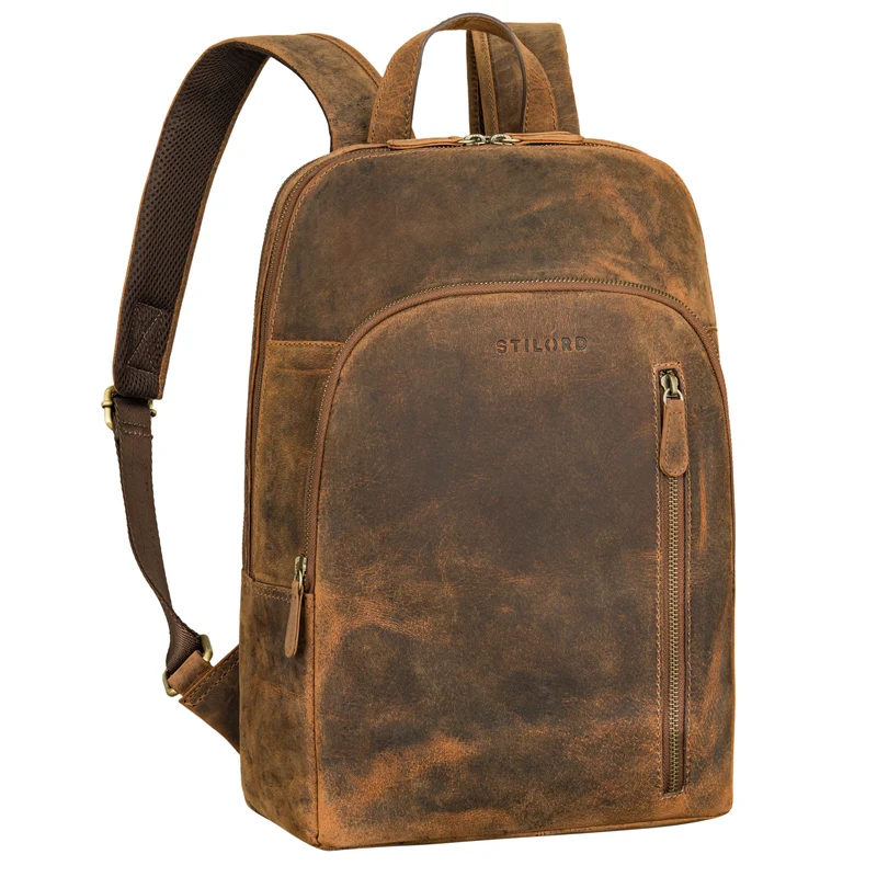 "Taron" Echt Lederrucksack mit Laptop-Fach 13.3 Zoll für Damen Herren