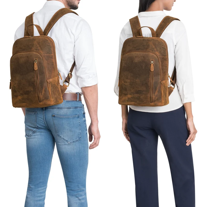 "Taron" Echt Lederrucksack mit Laptop-Fach 13.3 Zoll für Damen Herren