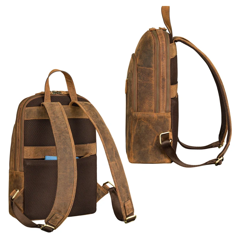 "Taron" Echt Lederrucksack mit Laptop-Fach 13.3 Zoll für Damen Herren