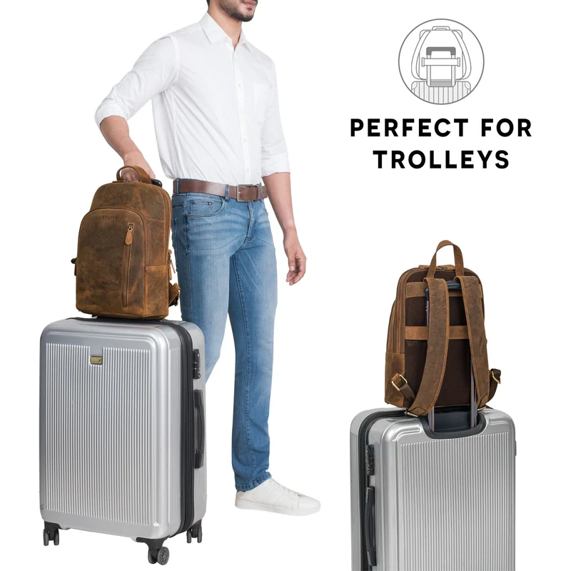 "Taron" Echt Lederrucksack mit Laptop-Fach 13.3 Zoll für Damen Herren
