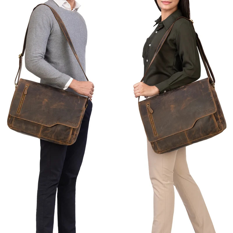 B-WARE "Marlon" Elegante Ledertasche Herren Business mit 15.6 Zoll Laptop-Fach