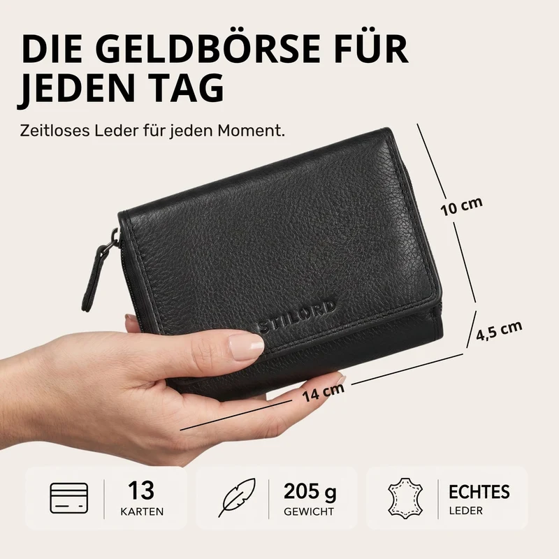 "Beverly" Vintage Leder Geldbörse Damen Mittelgroß mit RFID-Schutz