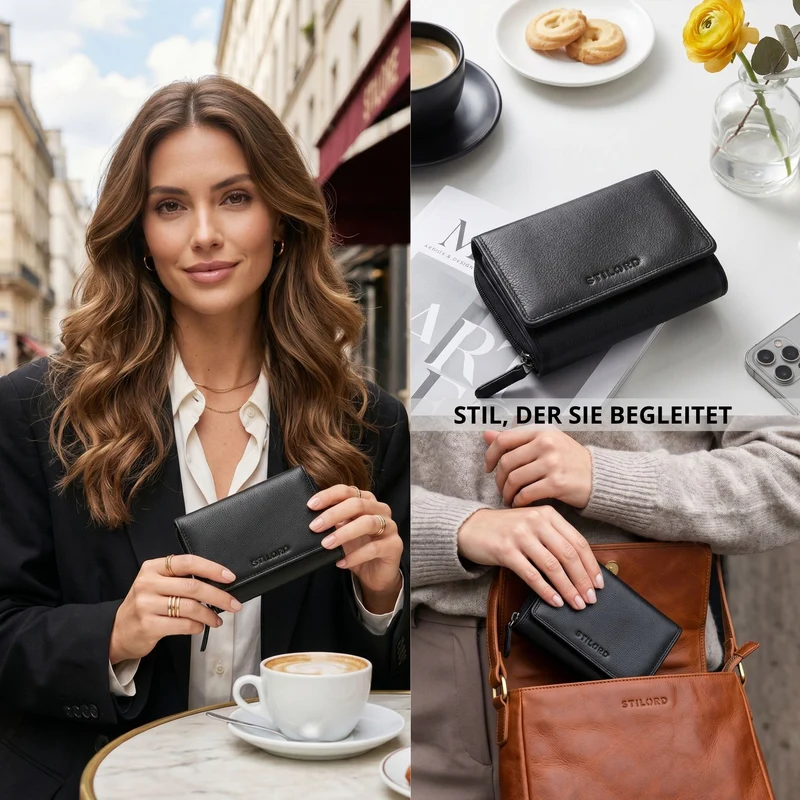 "Beverly" Vintage Leder Geldbörse Damen Mittelgroß mit RFID-Schutz