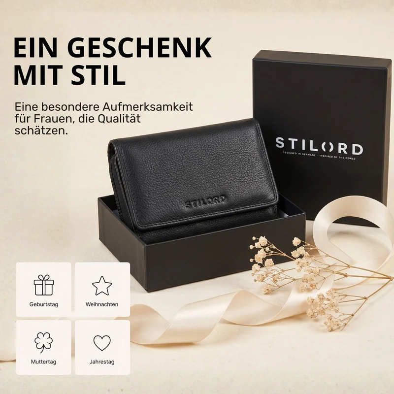 "Beverly" Vintage Leder Geldbörse Damen Mittelgroß mit RFID-Schutz