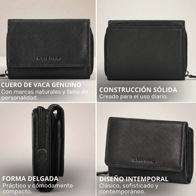 "Beverly" Vintage Leder Geldbörse Damen Mittelgroß mit RFID-Schutz