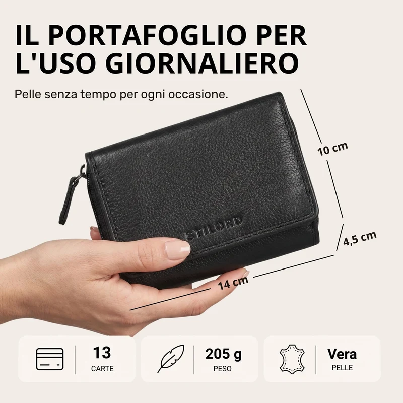 "Beverly" Vintage Leder Geldbörse Damen Mittelgroß mit RFID-Schutz