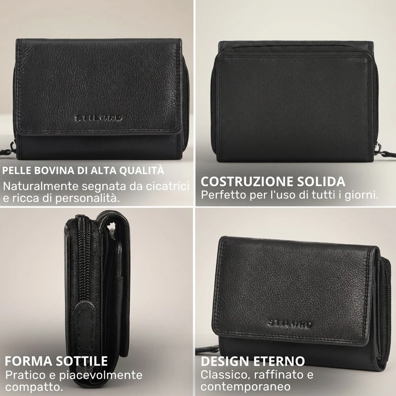 "Beverly" Vintage Leder Geldbörse Damen Mittelgroß mit RFID-Schutz