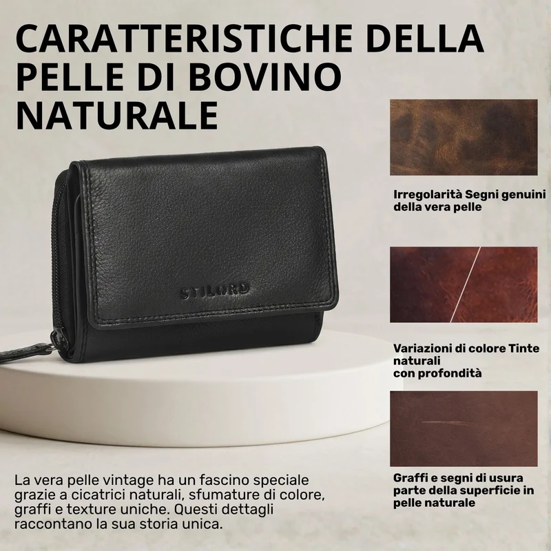 "Beverly" Vintage Leder Geldbörse Damen Mittelgroß mit RFID-Schutz