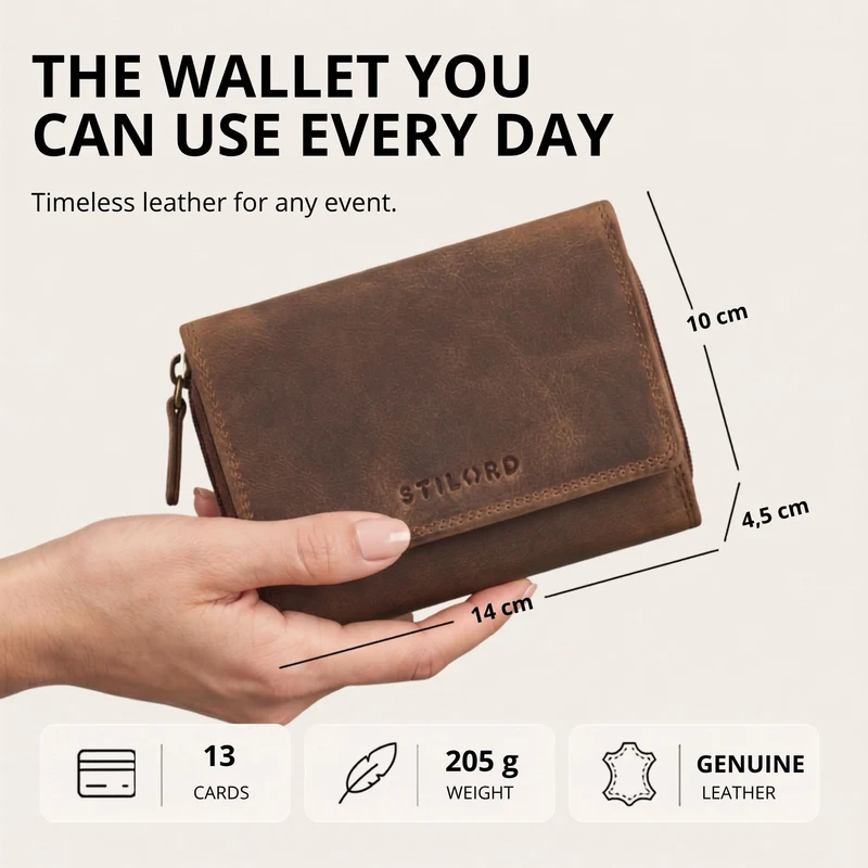 "Beverly" Vintage Leder Geldbörse Damen Mittelgroß mit RFID-Schutz