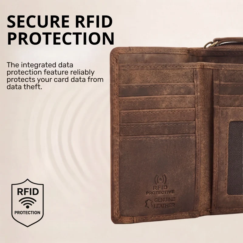 "Beverly" Vintage Leder Geldbörse Damen Mittelgroß mit RFID-Schutz