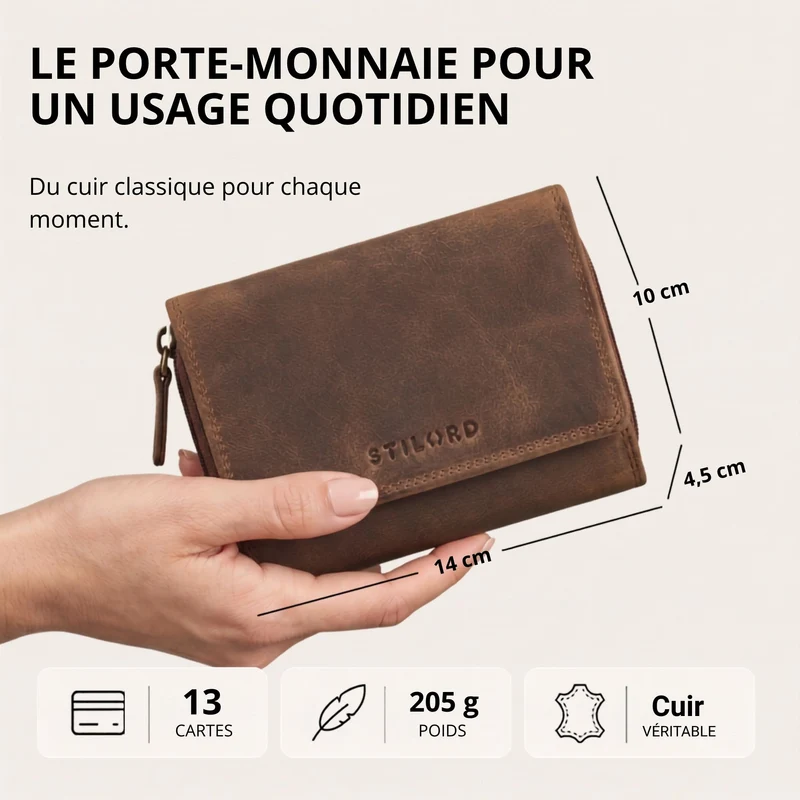 "Beverly" Vintage Leder Geldbörse Damen Mittelgroß mit RFID-Schutz