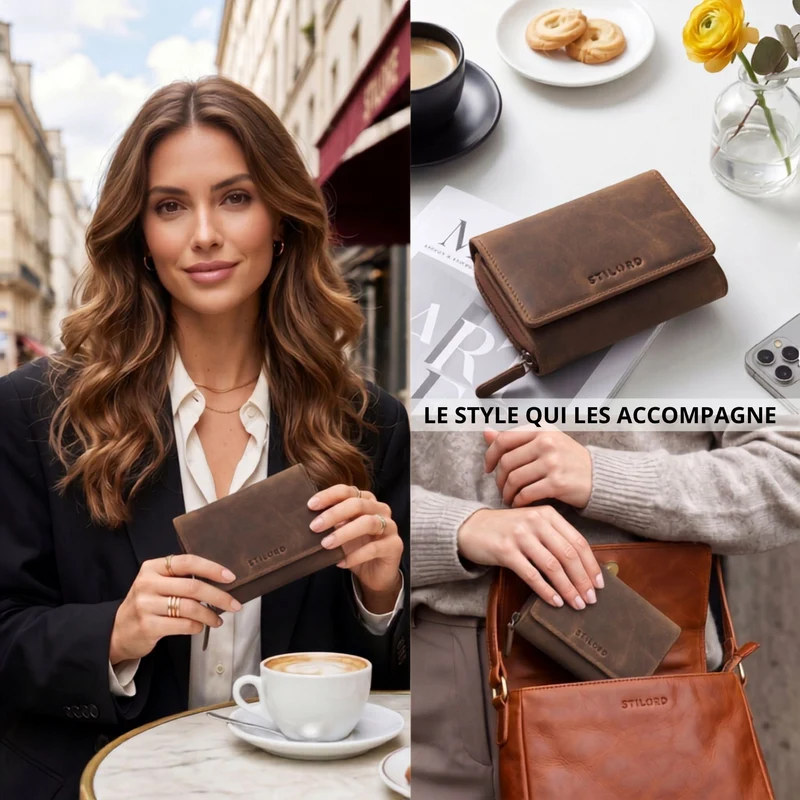 "Beverly" Vintage Leder Geldbörse Damen Mittelgroß mit RFID-Schutz