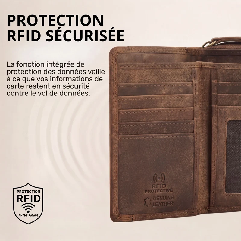 "Beverly" Vintage Leder Geldbörse Damen Mittelgroß mit RFID-Schutz
