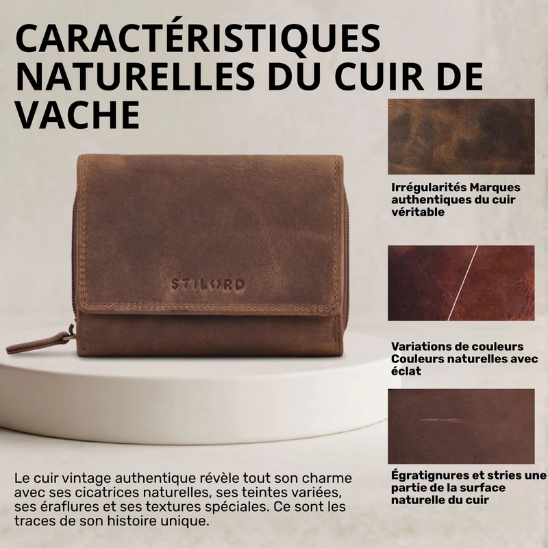 "Beverly" Vintage Leder Geldbörse Damen Mittelgroß mit RFID-Schutz