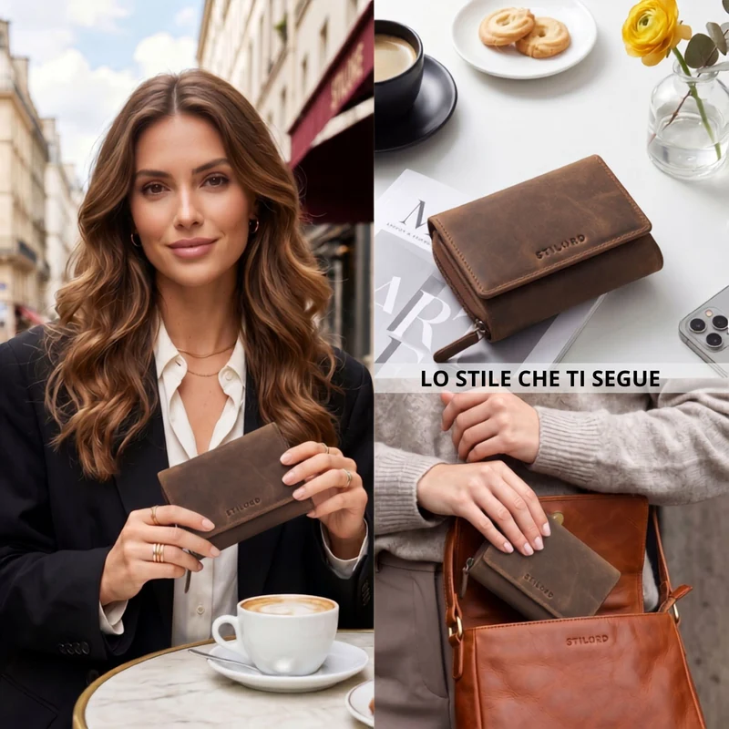 "Beverly" Vintage Leder Geldbörse Damen Mittelgroß mit RFID-Schutz