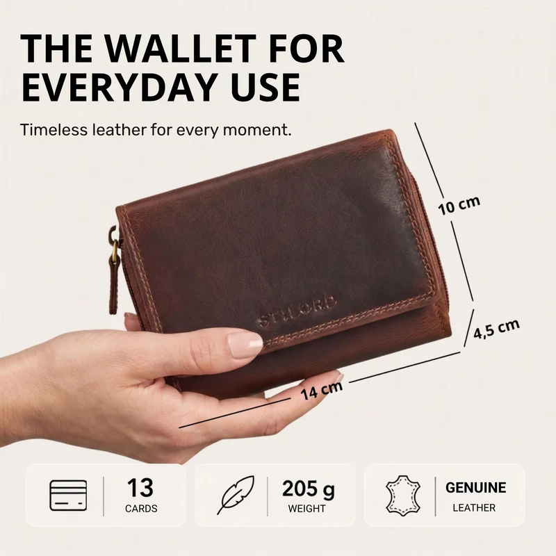 "Beverly" Vintage Leder Geldbörse Damen Mittelgroß mit RFID-Schutz