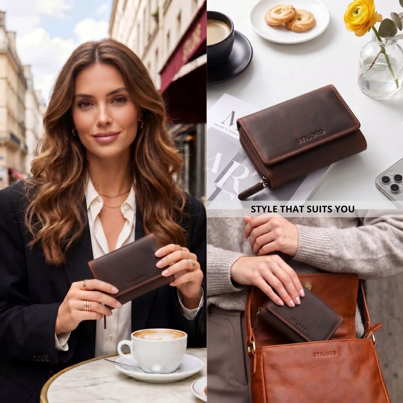 "Beverly" Vintage Leder Geldbörse Damen Mittelgroß mit RFID-Schutz