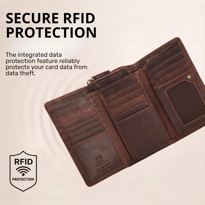 "Beverly" Vintage Leder Geldbörse Damen Mittelgroß mit RFID-Schutz