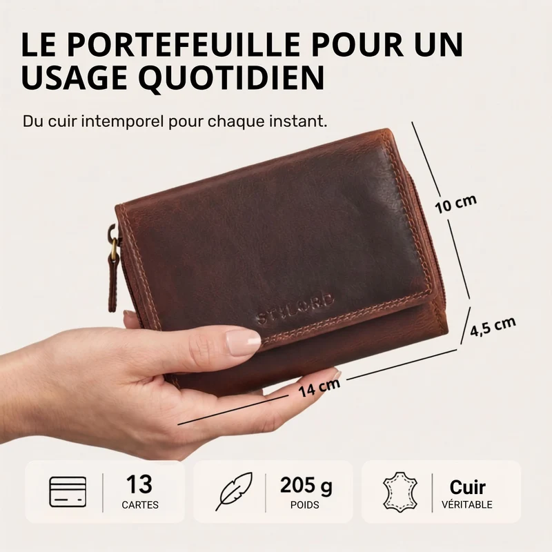"Beverly" Vintage Leder Geldbörse Damen Mittelgroß mit RFID-Schutz