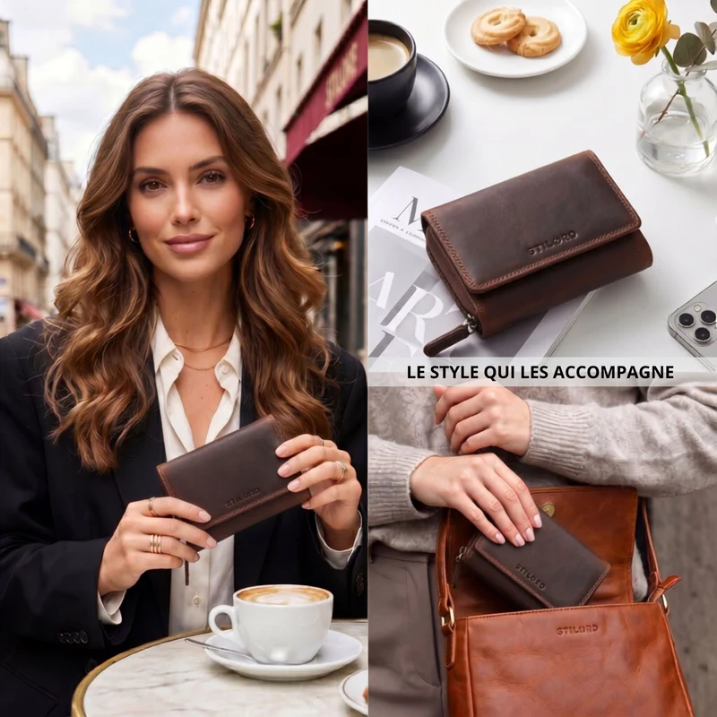 "Beverly" Vintage Leder Geldbörse Damen Mittelgroß mit RFID-Schutz