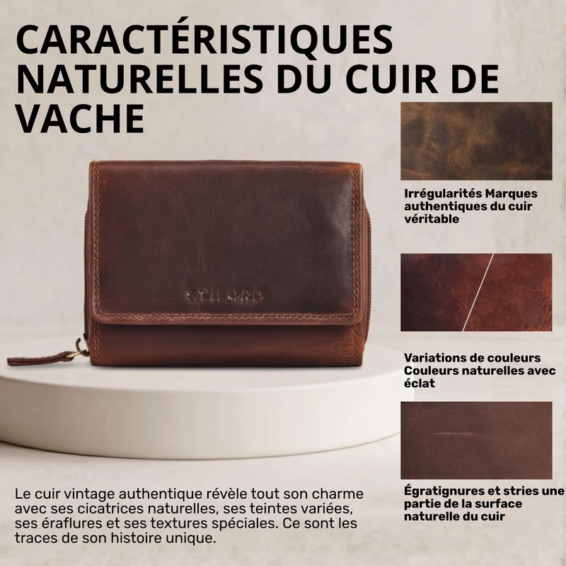 "Beverly" Vintage Leder Geldbörse Damen Mittelgroß mit RFID-Schutz