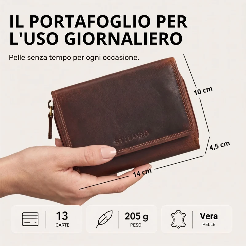 "Beverly" Vintage Leder Geldbörse Damen Mittelgroß mit RFID-Schutz