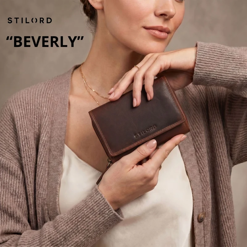"Beverly" Vintage Leder Geldbörse Damen Mittelgroß mit RFID-Schutz