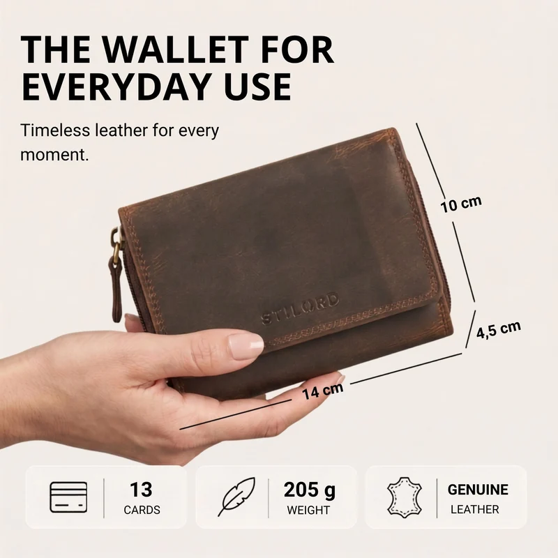 "Beverly" Vintage Leder Geldbörse Damen Mittelgroß mit RFID-Schutz
