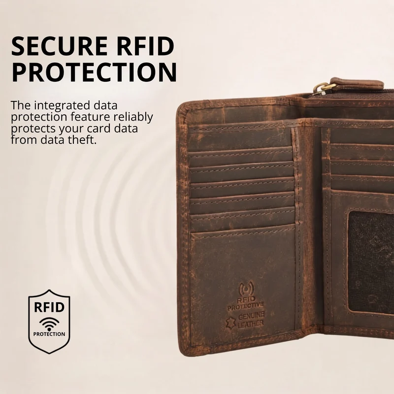 "Beverly" Vintage Leder Geldbörse Damen Mittelgroß mit RFID-Schutz
